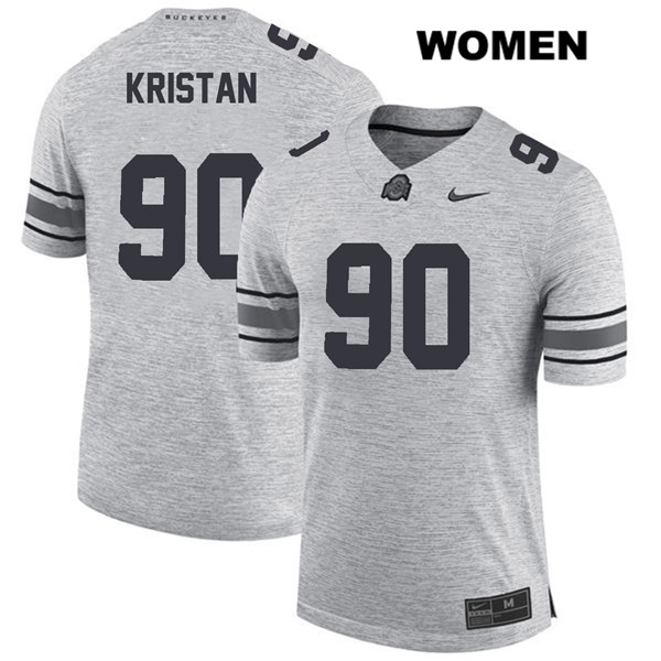 Ohio State Buckeyes Women's Bryan Kristan #90 Gray Authentic Nike College NCAA Stitched Football Jersey RN19T18IV